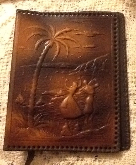 RESERVED Vintage Embossed Leather Book Cover