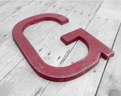 Letter G metal letter - rustic primitive western decor - RED or you choose color