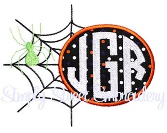 Spider Web Machine Embroidery Applique Design