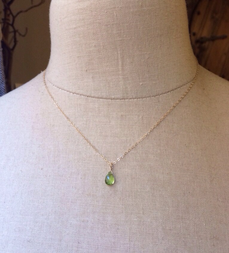 Tiny Peridot Necklace August Birthstone Birthstone Necklace