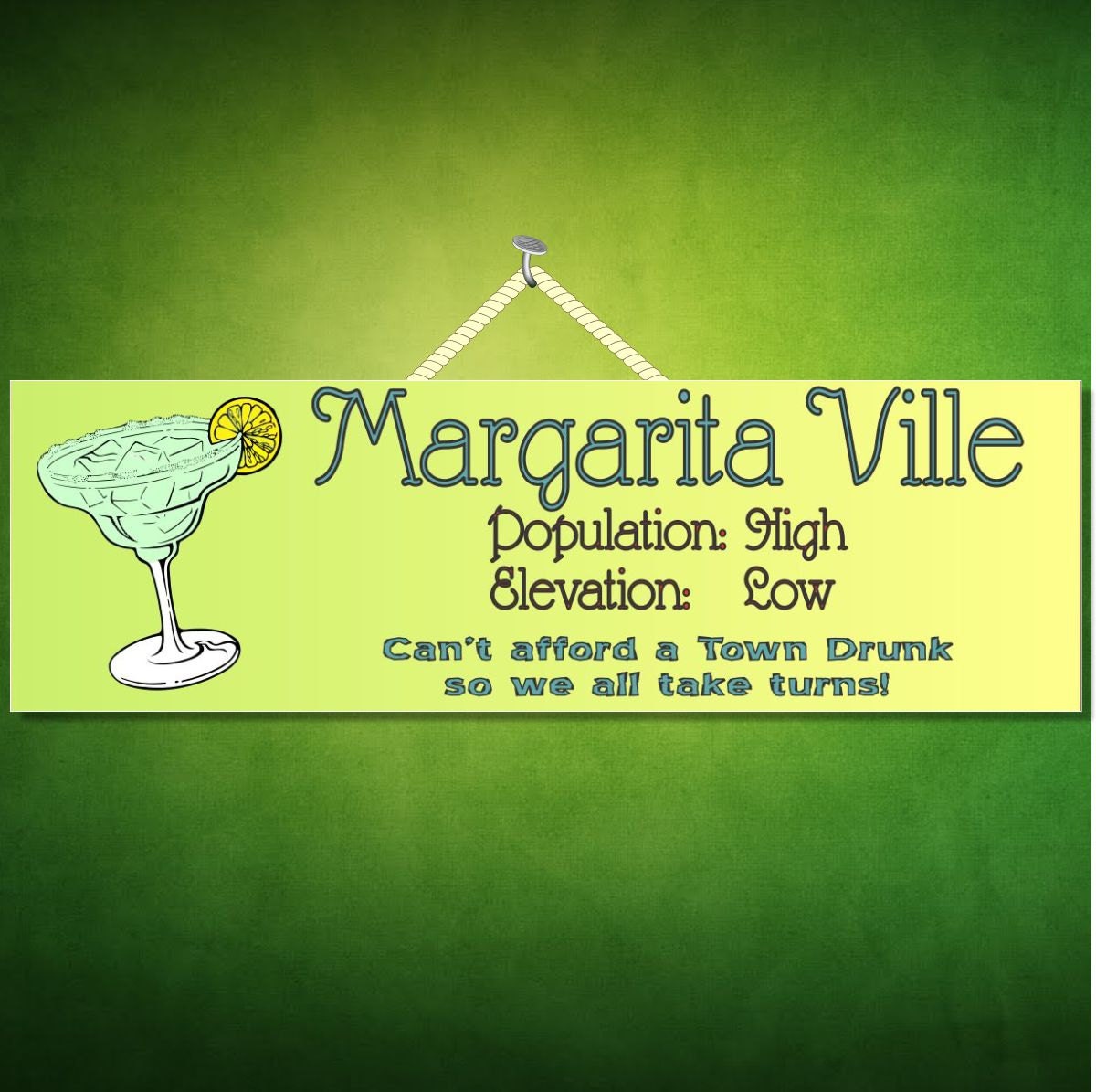 Margarita Ville Funny Novelty Sign Margarita Sign Bar Sign