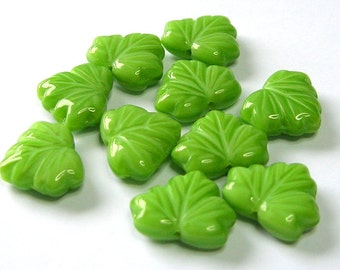 Czech Glass Green Leaf Beads - Czech Beads
