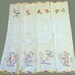 4 Vintage Embroidered Muslin Dish Towels Days of the Week Cats
