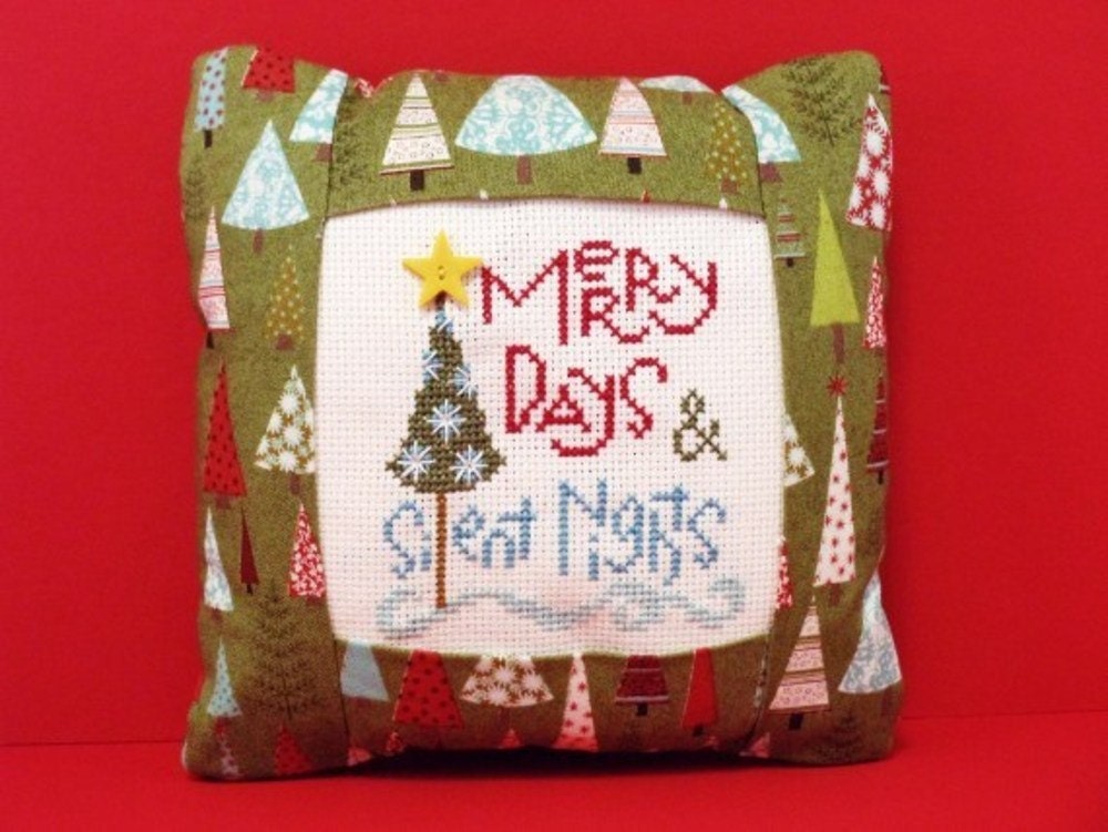Merry Days Christmas Pillow Cross Stitch Pillow Christmas