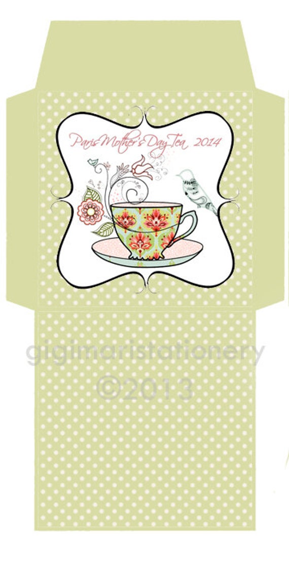 DIY Printable Tea Bag Cover Template Bridal Shower Tea Bag