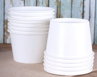 Large White Ice Cream Cups, White Ice Cream Bowls, Sundae Cups, Ice Cream Party Cups, Dessert Cups, 8 oz Paper Ice Cream Cups (18)