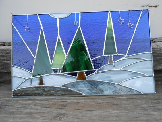 Stained Glass Panel A Winters Night