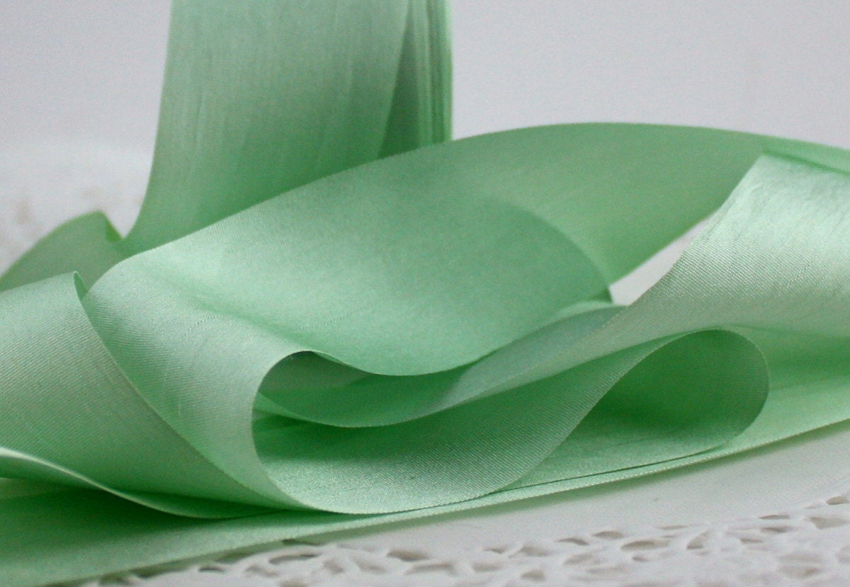 Silk Ribbon Mint Green Silk Ribbon 125 Wide By The