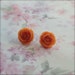 Orange Rose Post Earrings Flower Studs