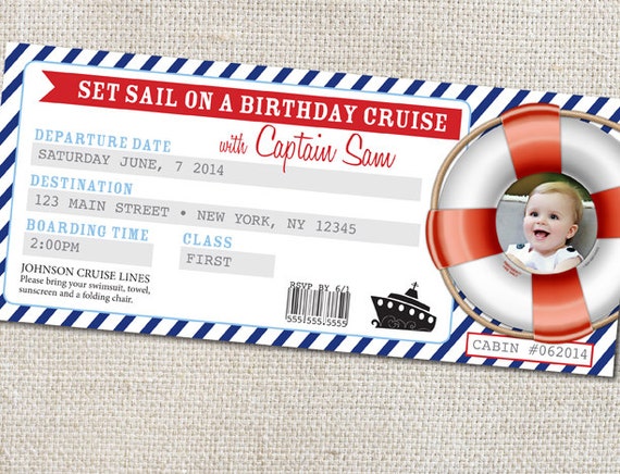 Cruise invitation Cruise Ticket Birthday invitation Cruise