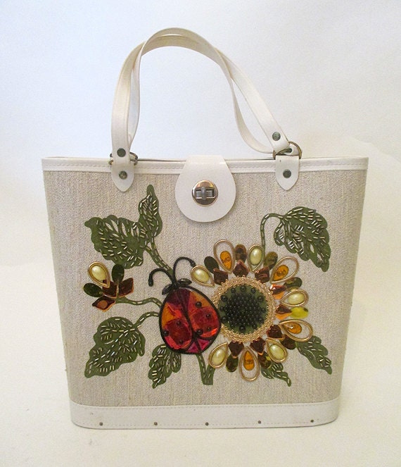 Adorable 1950's Purse with Jewels and a 3 by wearitagain on Etsy