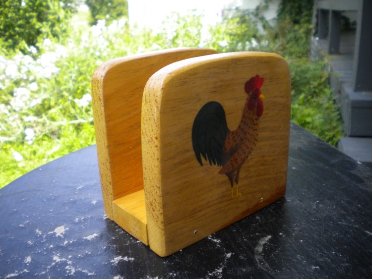 Rooster Napkin holder acrylic painting by WoodnThingsNY12534