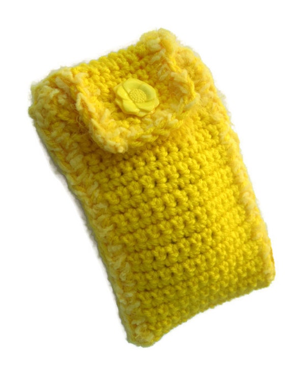 Sunglass Case Bright Yellow Button Closure Yellow Glasses