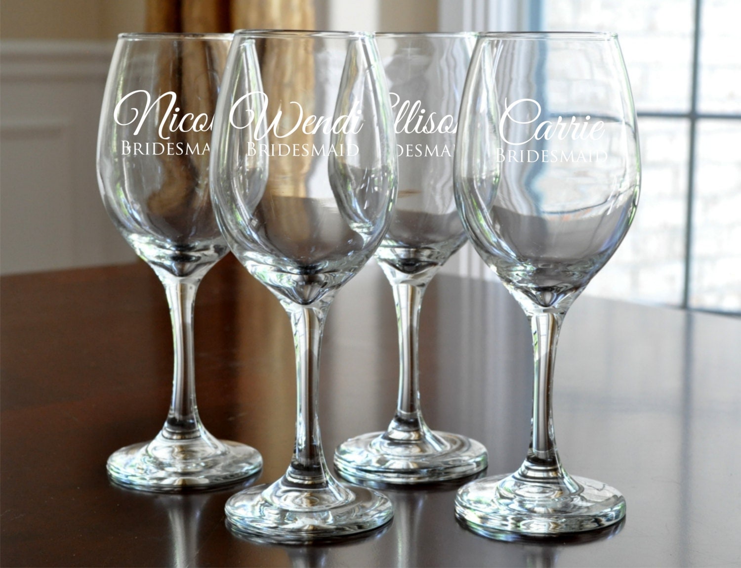 Personalized Wine Glasses Engraved Bridesmaid By Mrcwoodproducts 3141