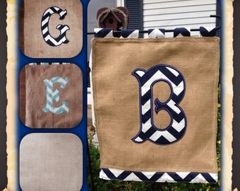 Monogram burlap/chevron garden flag!