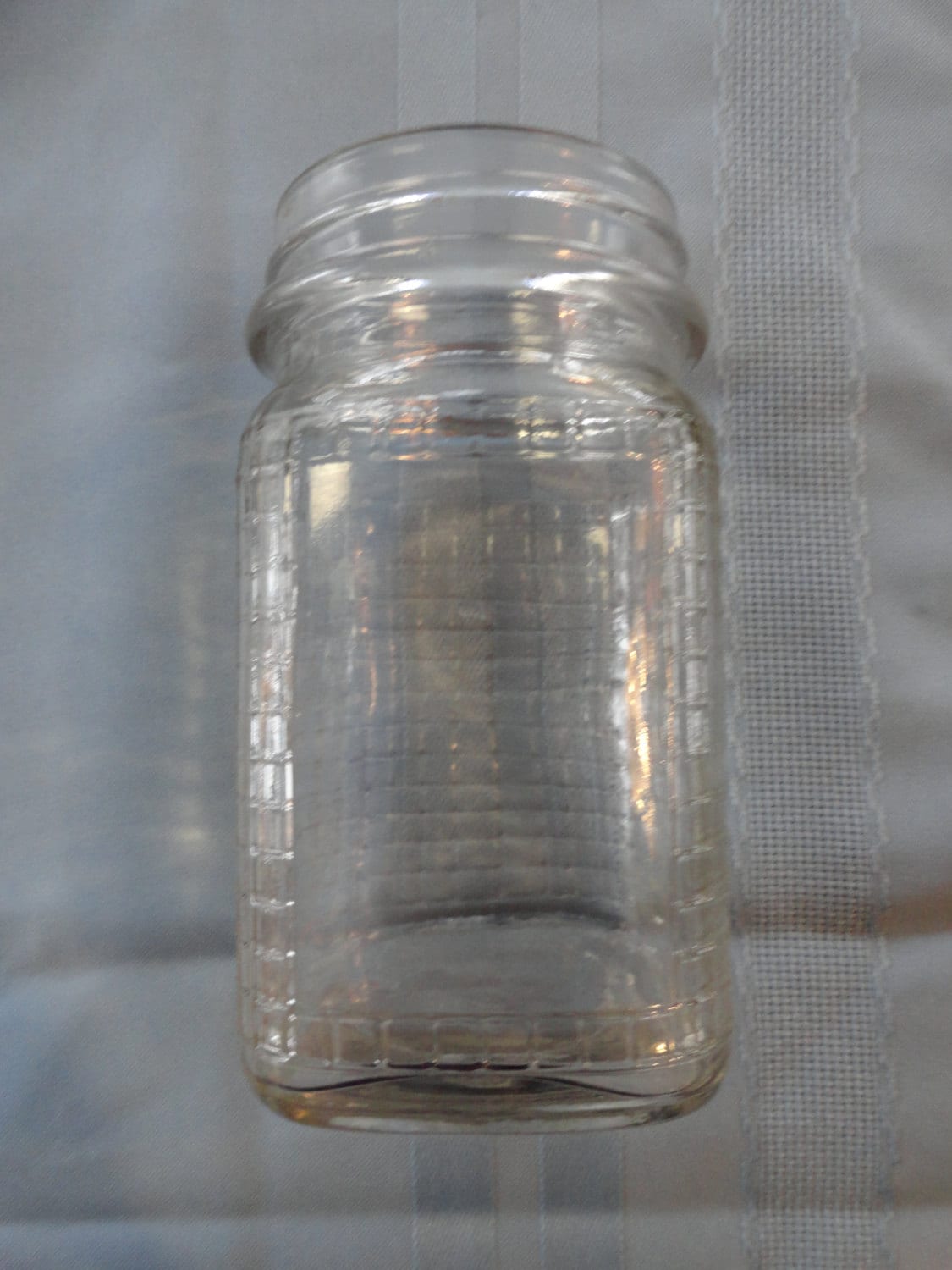 JFG Peanut Butter Jar Square Jar with Metal Lid Grid Pattern