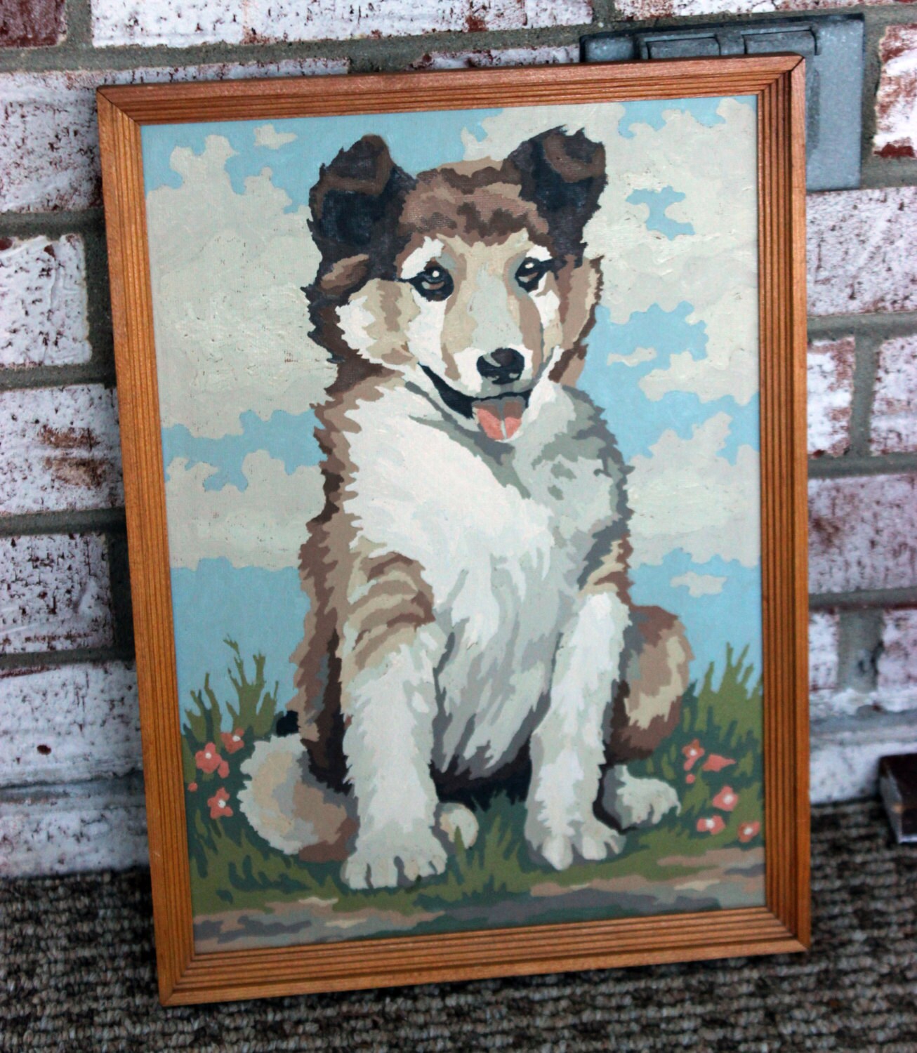Collie Puppy Dog Paint by Numbers Vintage Painting by TreasureHut