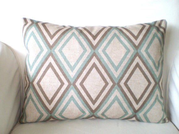 Blue Taupe Pillow Cover Lumbar Throw Pillow By Fabricjunkie1640   Il 570xN.602620680 Hfbt 