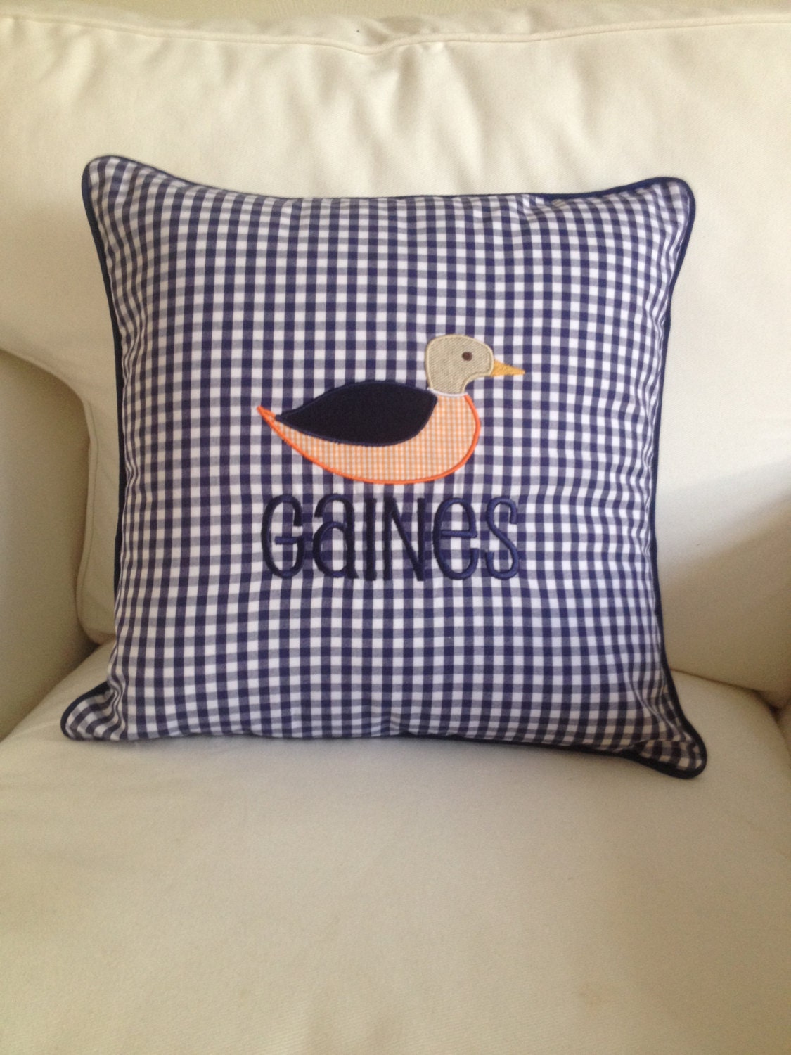 Appliqued Duck Pillow Cover