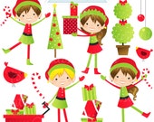 Jolly Little Elves Cute Christmas Digital Clipart, Commercial Use OK, Christmas Clipart, Elf Graphics Il_170x135