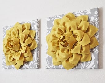Yellow And Gray Wall Decor flower bathroom art | etsy Yellow And Gray Wall Decor flower bathroom art | etsy