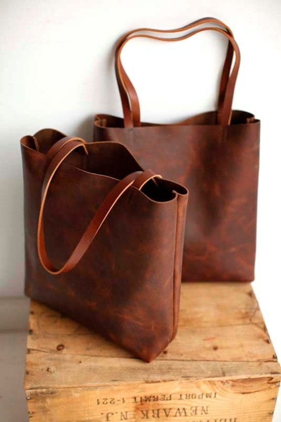 Brown Leather Tote Bag - Distressed Brown Leather Travel Bag - Leather ...