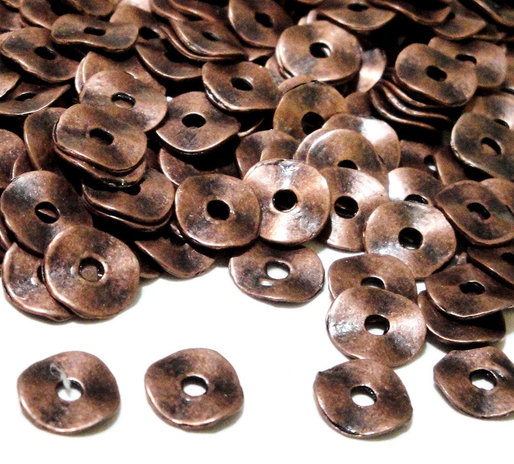 RESERVED Copper Bead Spacers Metal Wavy Disc Rondelle