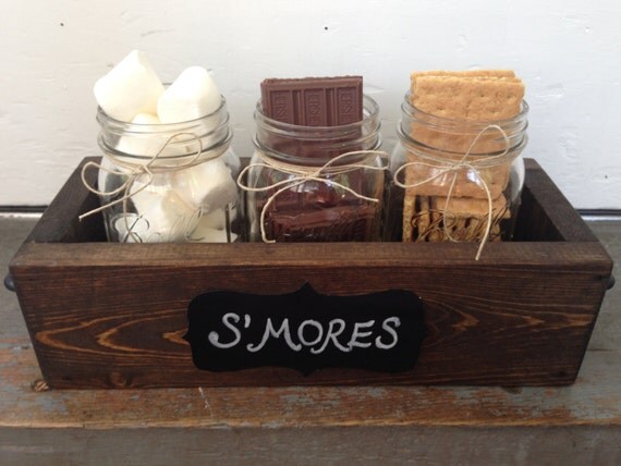 S'mores Bar Mason Jar Wood Planter Box Front Entry