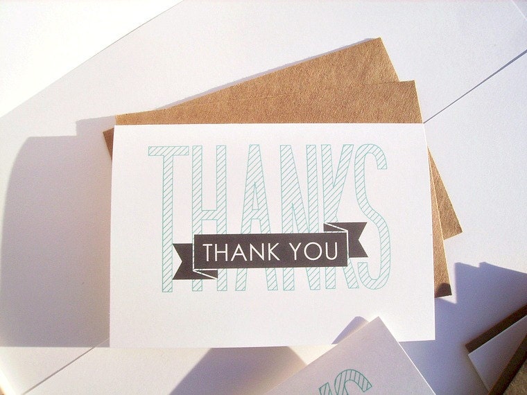 Modern Thank You Cards Mint Thank You Notes Striped