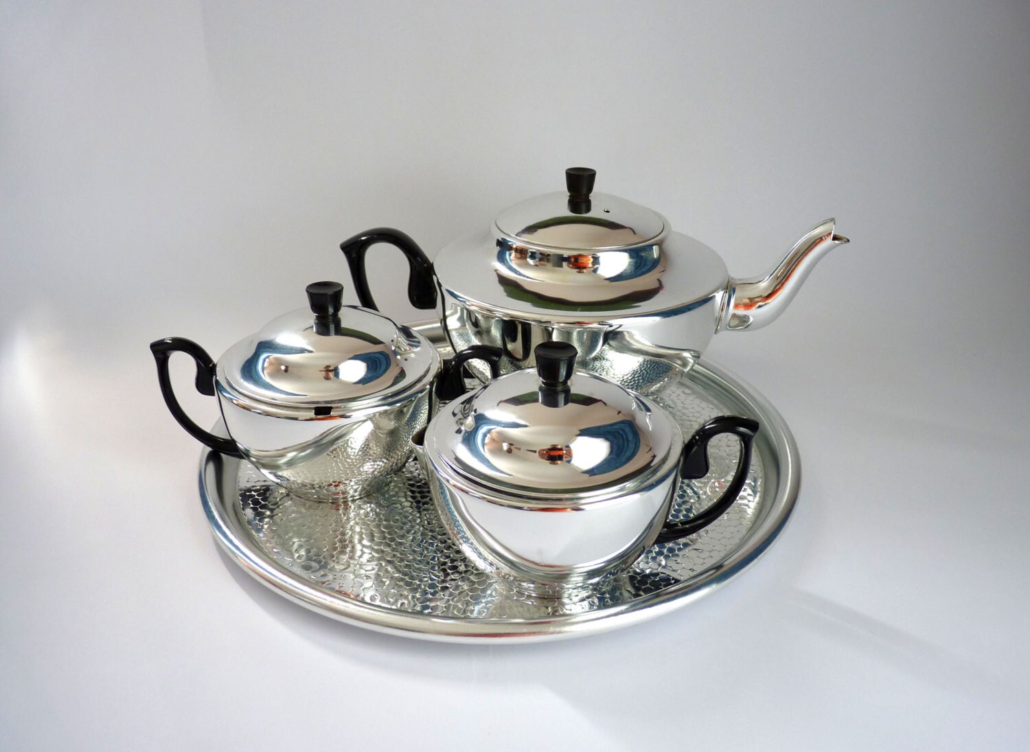 vintage metal tea set