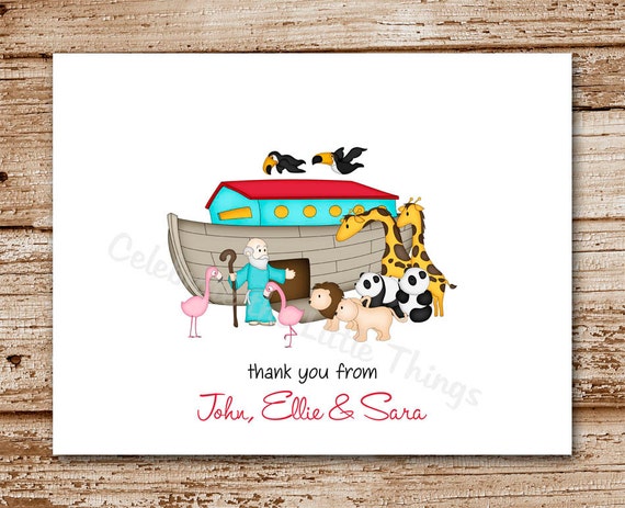 Set of 8 Baby Thank You Cards | Noah's Ark, Religious | Personalized Stationery | Notecards, Note Cards Il_570xn