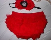 Red Chiffon Bloomer Set-Diaper Covers-Chiffon Bloomers with Matching Red Headband Il_170x135