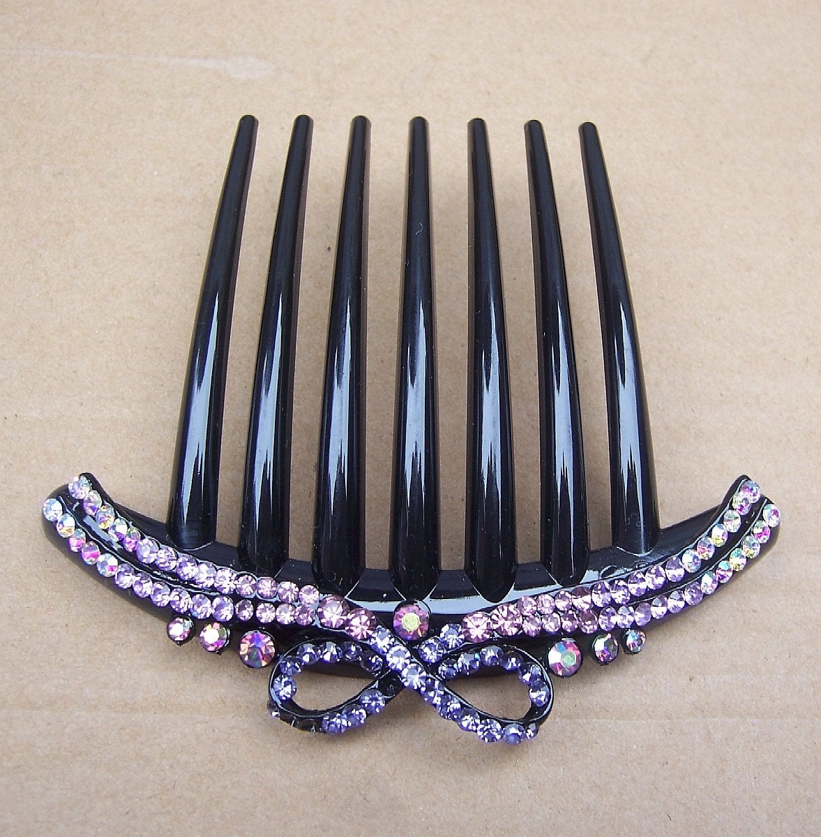 French twist hair comb vintage rhinestone comb by ElrondsEmporium