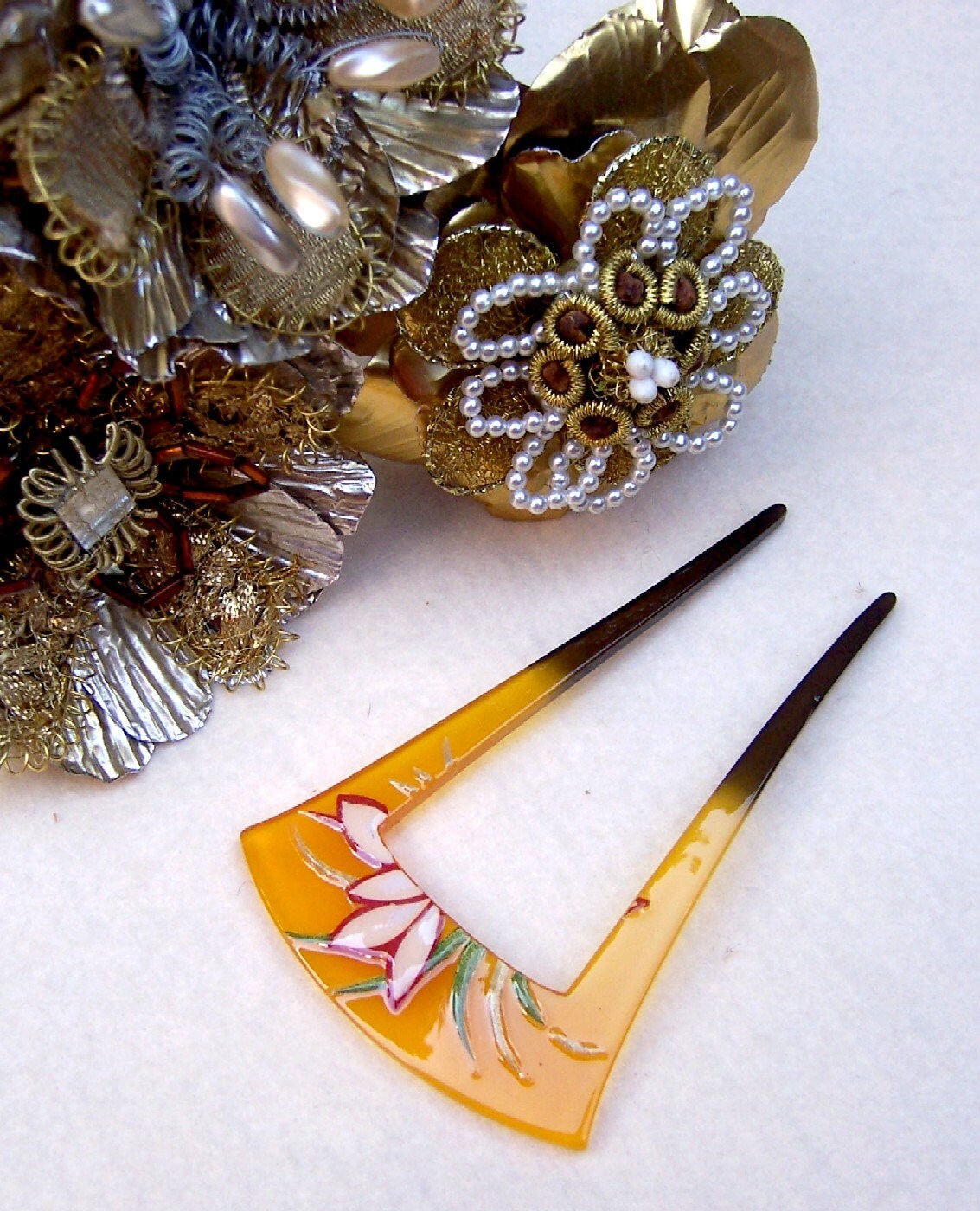 Vintage Japanese hair comb kanzashi hair pin by ElrondsEmporium