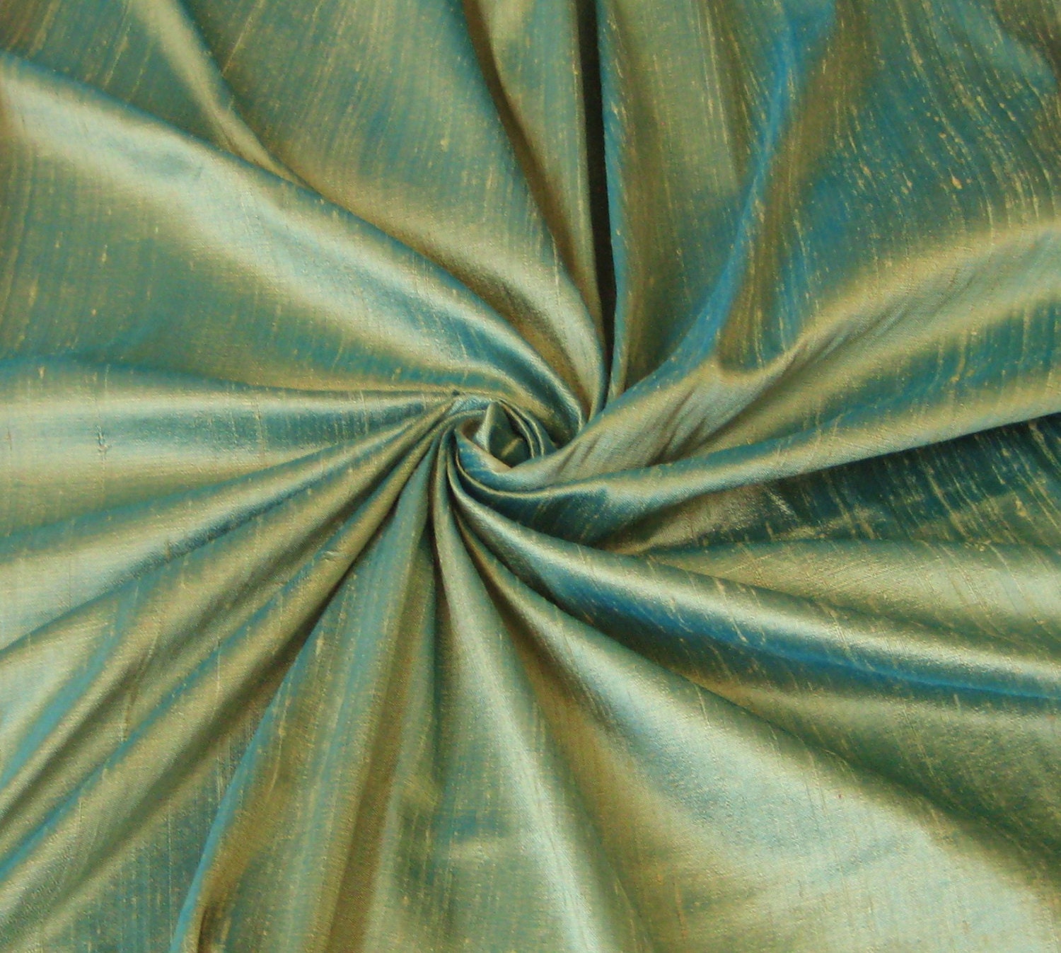 Green Turquoise iridescent 100 dupioni silk fabric yardage By