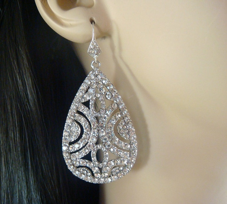 Wedding Rhinestone Dangle Ear PLUGS / 514mm / by misunbridal