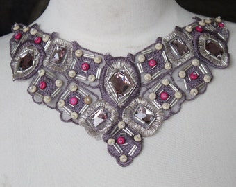 Cute embroidered and beaded applique with rhinestones 1 pieces listing