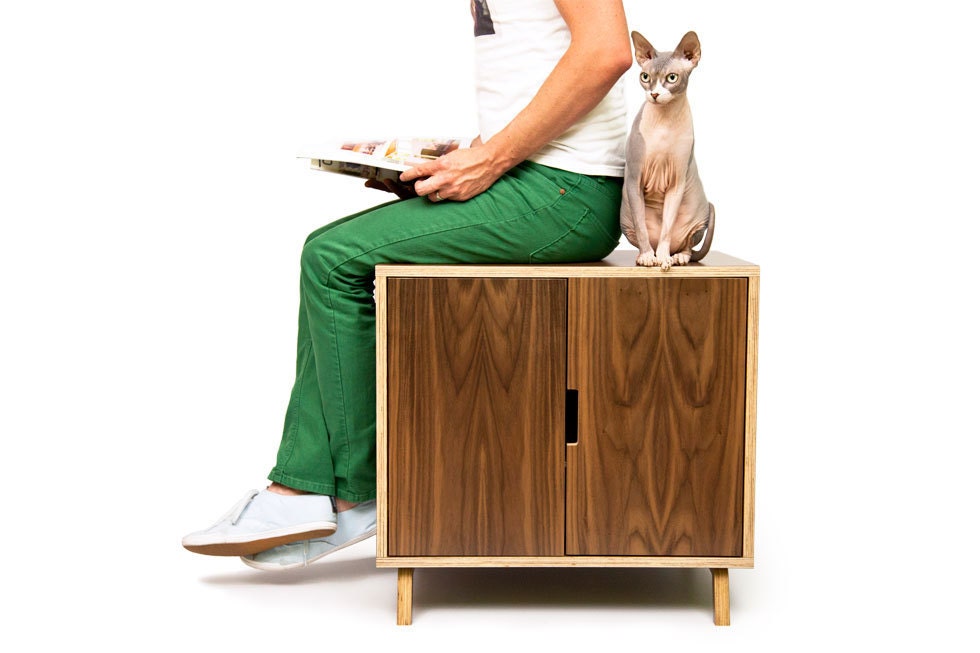 Mid Century Modern Cat Litter Box Furniture LARGE Cat Litter