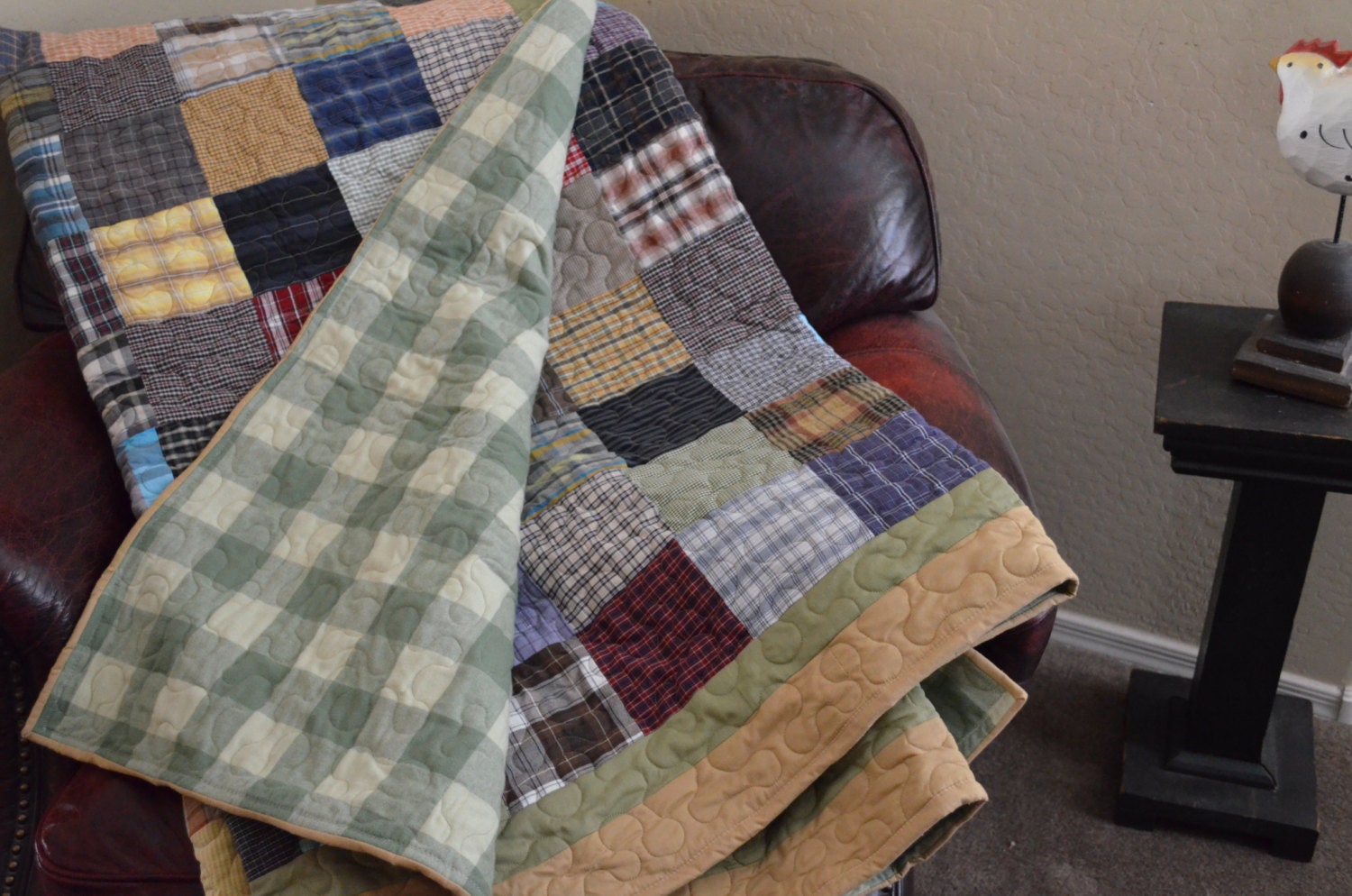 Quilt L.L.Bean No Pill Backing Men's Plaid by BarnRedQuiltworks