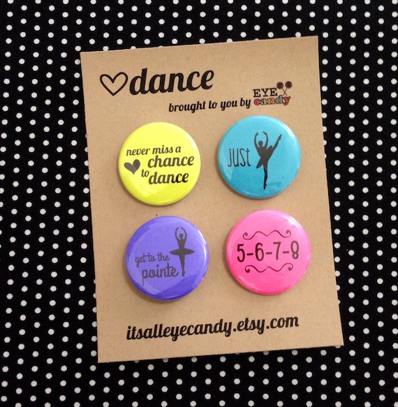 Items similar to Ballet Dance Pin Set of 4 Neon 1.5 inch Pointe Chance
