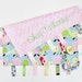 PERSONALIZED Apples and Pears Ribbon Tag Sensory Blankie with Pacifier Clip Large 16 x 16 Pink Dot Minky