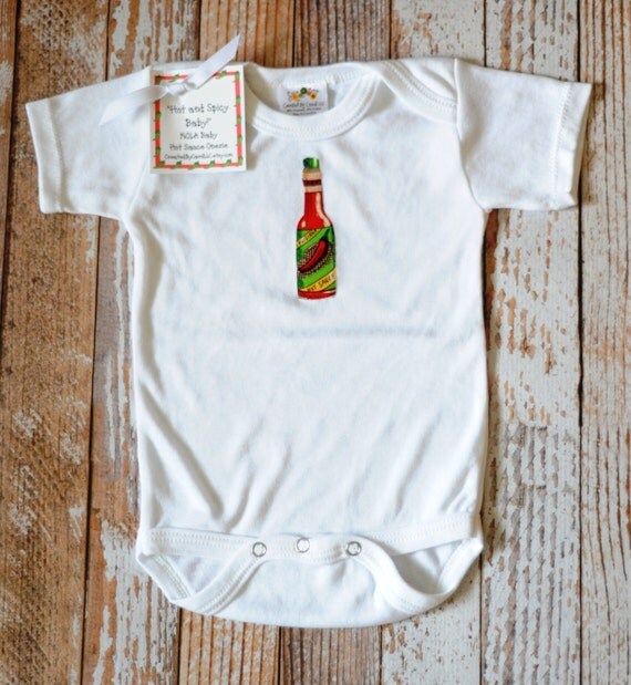 Hot and Spicy Baby Hot Sauce Onesie by CreatedByCarolLLC on Etsy