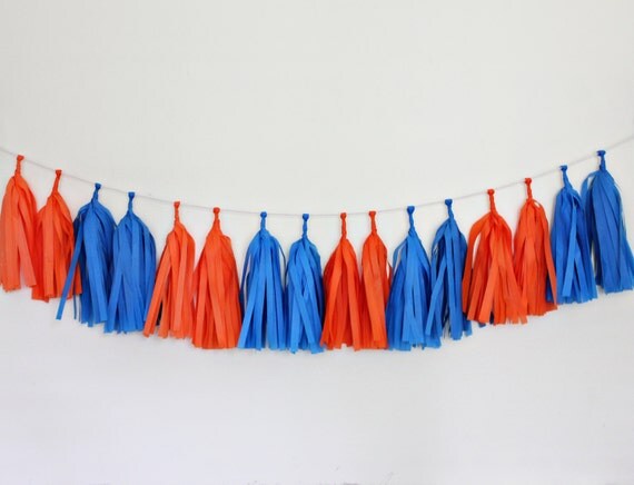 Tissue Tassel Garland Kit - Orange and Blue Il_570xn