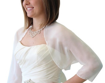 Ivory Chiffon Jacket, Ivory Bridal Bolero, Ivory Chiffon Shrug 890CH-IVY