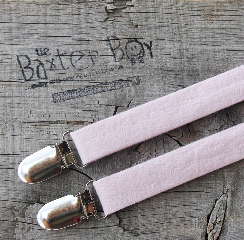 Solid light pink suspenders little boy suspenders ring