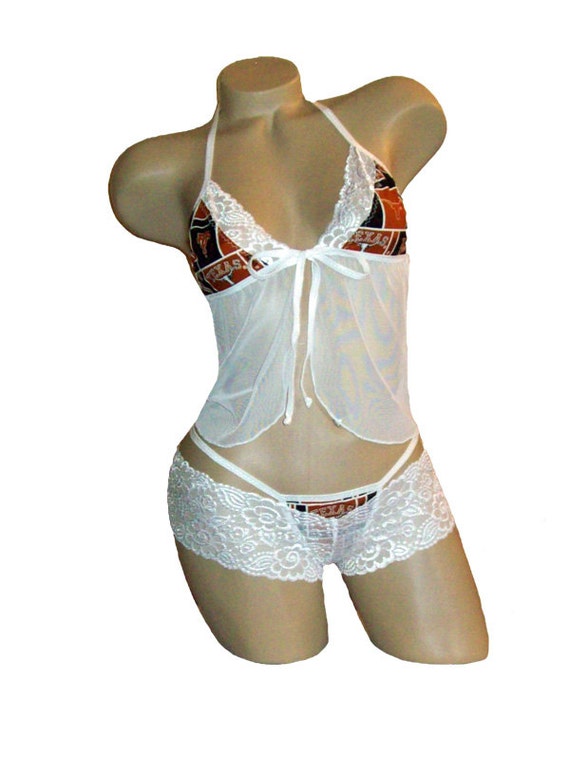 NCAA Lingerie Texas Longhorns Sexy White Cami Top and Lace