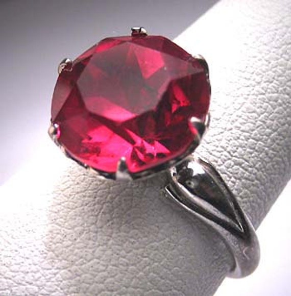 Antique Ruby Ring Victorian Art Deco Vintage Silver 20s