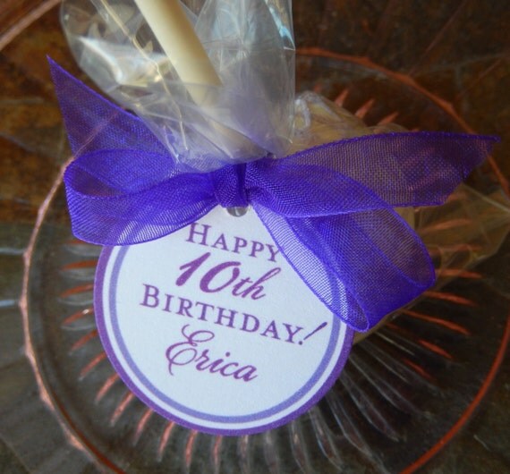 Birthday Favor Tags for cake pops, lollipops and cookie favors - 1.5 inch custom personalized tags (30) Il_570xn