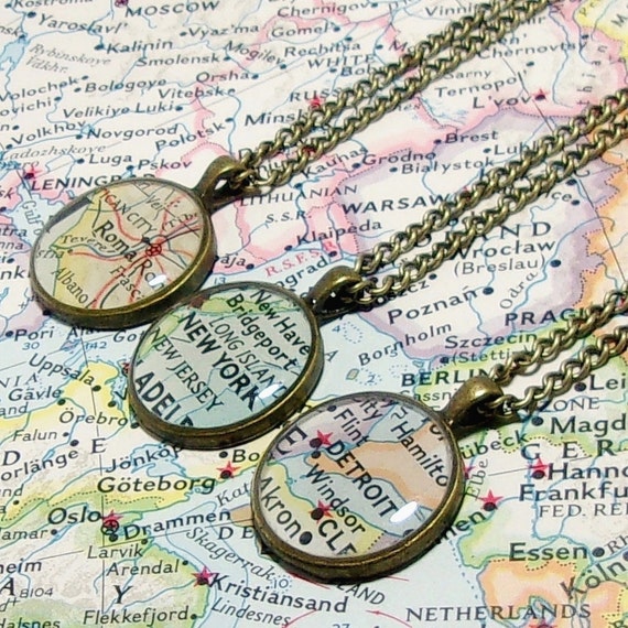 CUSTOM Map Necklace. You Select Location. Anywhere In The World. One ...