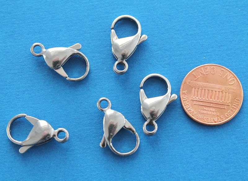 10 Lobster Clasps Stainless Steel 19mm x 12mm by BohemianFindings